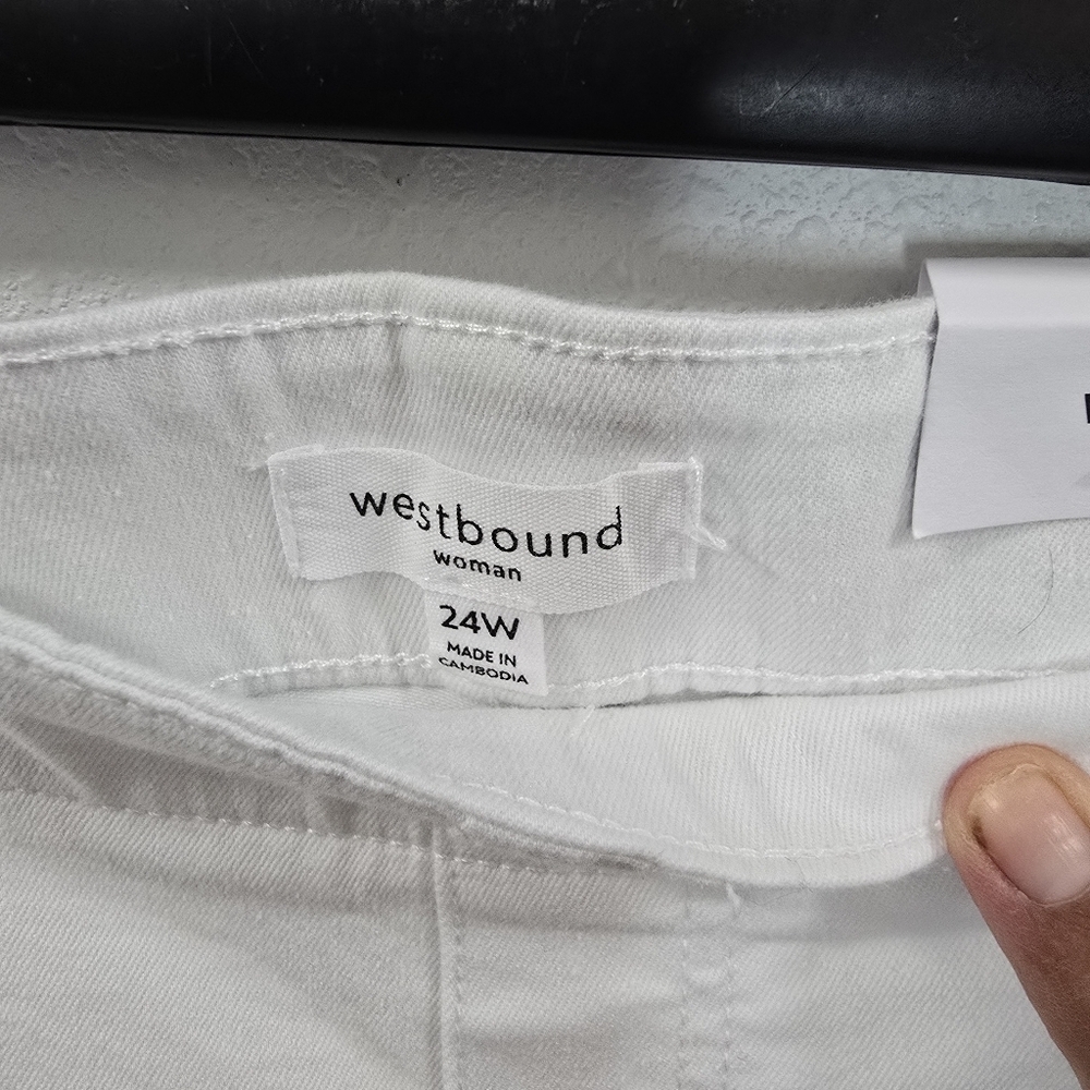 Westbound Womens High Rise Skinni White Summer Cropped Pants Size 24W - Picture 6 of 16